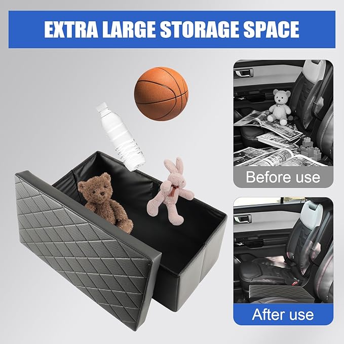 Seat Aisle Storage Box Compatible with Ford Explorer 6-Passenger Models, Backseat Box Console Organizer for Children's Toys, Travel Dual Storage, for Ford Explorer ST XLT Accessories 2020-2025