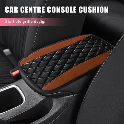 Car Center Console Cushion Pad, PU Leather Waterproof Auto Armrest Box Cover Protector, Comfortable Armrest Seat Box Cover Mat, Universal Car Accessories for SUV Truck (Coffee)
