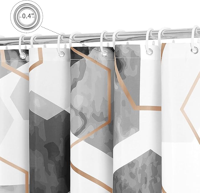 Litabel Modern Long Shower Curtain for Bathroom, Grey Geometric Art Decor Waterproof Bath Curtain, Abstract Fabric Shower Curtain Sets for Home Decor, 72x78 Inch