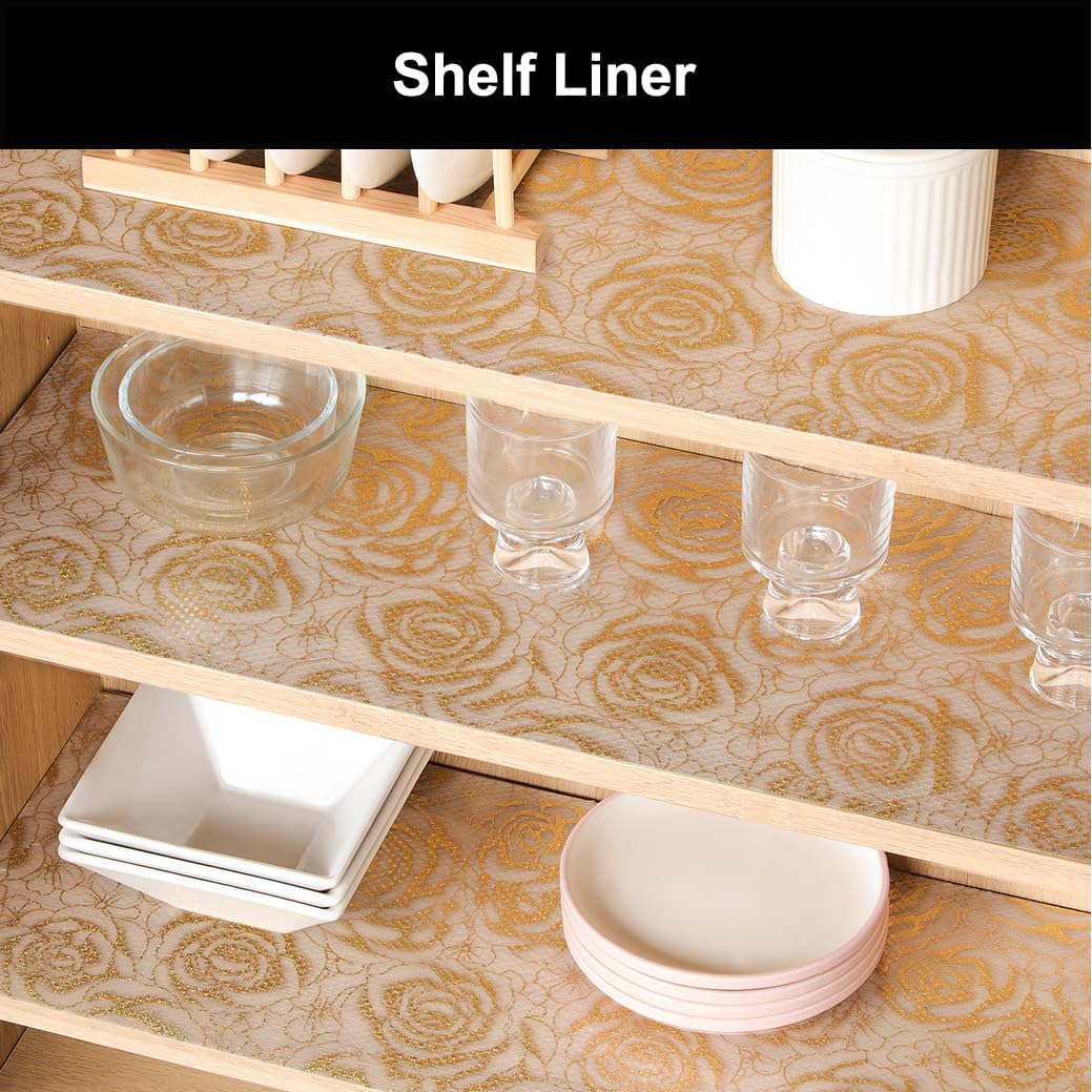 Cooyes Shelf Liner – Premium Non-Adhesive Cabinet & Drawer Liner for Kitchen – Waterproof Shelf Paper with Modern Pattern – Durable EVA Cabinet Mat – Easy to Cut （23.6" W x 360" L）