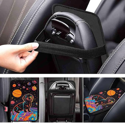 UNICEU Universal Fit Car Armrest Cover Dachshund Planet Print Auto Center Console Armrest Pad Anti Slip Armrest Seat Box Cover Protector Comfortable Car Interior Decor Accessories