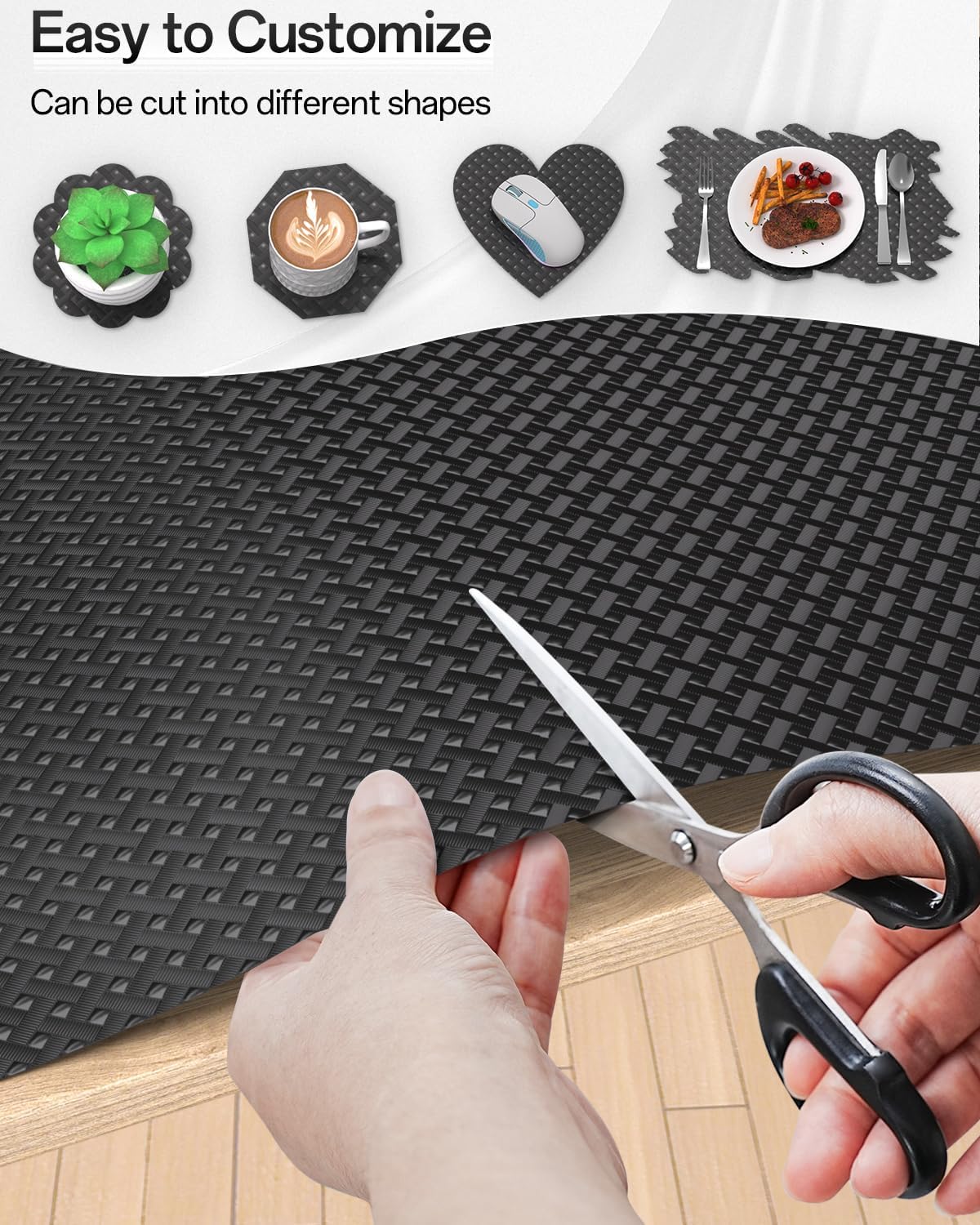 Shelf and Drawer Liner for Kitchen Cabinet, Non-Adhesive 12in x 240in Waterproof Contact Paper Refrigerator Liners Thickened Durable EVA Material Non Slip Mat for Dresser Cupboard Pantry Protector