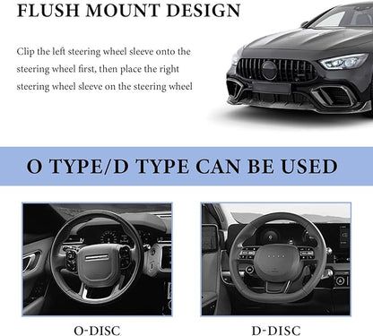 2 PCS Car Steering Wheel Cover, Anti-Skid Carbon Fiber Segmented Steering Wheel Protector, Anti-Slip Wheel Wrap Protective Cover for Most Cars Trucks SUVs, Car Accessories (Blue)