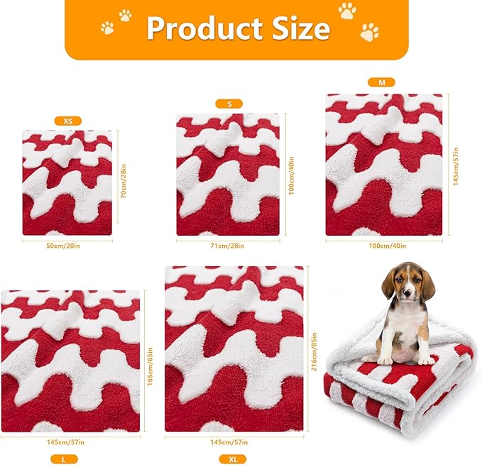 Maidewow Waterproof Pet Blanket,Dog Bed Covers Couch Sofa Stylish Jacquard Pets Throw Blankets for Puppy Cats Washable Reversible Furniture Protection Covers (Red Wave,XL)