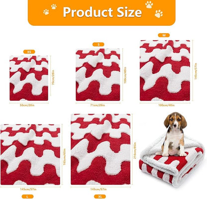 Maidewow Waterproof Pet Blanket,Dog Bed Covers Couch Sofa Stylish Jacquard Pets Throw Blankets for Puppy Cats Washable Reversible Furniture Protection Covers (Red Wave,XL)