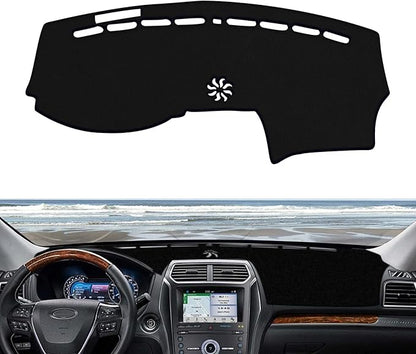 x xotic tech Center Console Dashboard Mat Pre-Cut Non-Slip Sunshield Sun Glare Protector Dash Carpet Pad Black Cover Compatible with Ford Explorer 2011-2019
