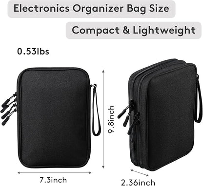 DDgro Travel Electronics Organizer Pouch Bag for Tech Gadgets & Airplane Accessories, for Cables/Cords & Chargers/iPad Mini (Large, Black)