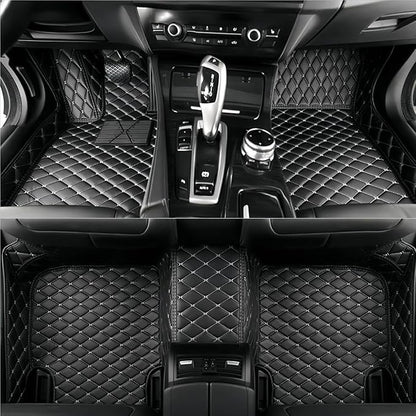 Yaruicar Custom Personalized Floor Mats for Cars Luxury Full Coverage All Car Floor Mats Anti-Slip Leather Car Mat Set Trucks & SUVs Trucks Automotive Floor Mats Liners (Black Gold)