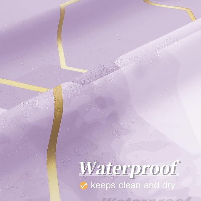 Litabel Modern Small Stall Shower Curtain for Bathroom, Lavender Purple Geometric Art Decor Waterproof Bath Curtain, Abstract Fabric Shower Curtain Sets for Home Decor, 36x72 Inch