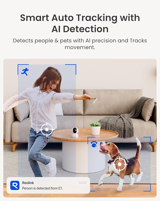 REOLINK 4MP Indoor Security Camera E1, Plug-in 2.4G Wireless WiFi 6