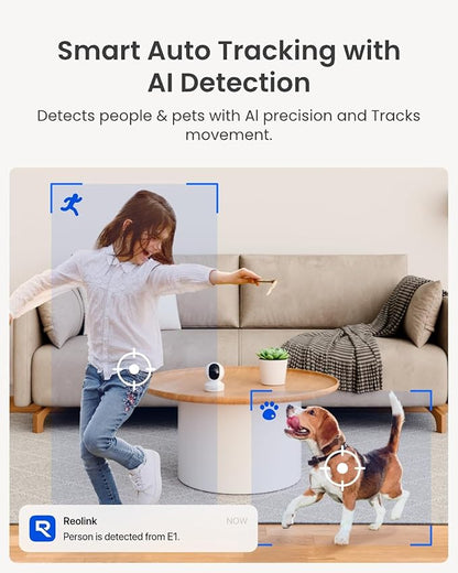 REOLINK 4MP Indoor Security Camera E1, Plug-in 2.4G Wireless WiFi 6