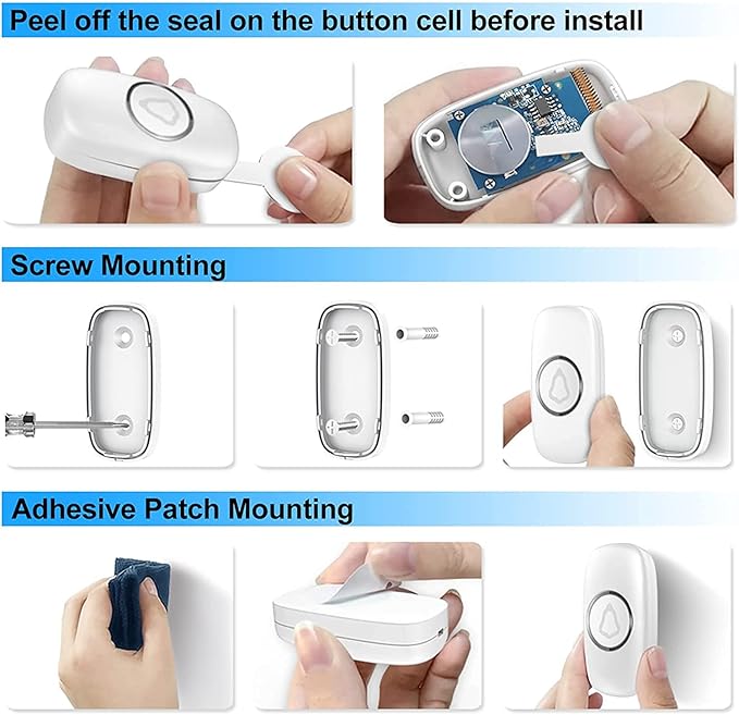Wireless Doorbell, Remote Door Bell Ringer Wireless Long Range 1000FT, Matt