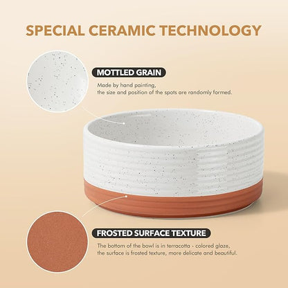Ceramic 8.2inch Raised Double Dog Bowls Set