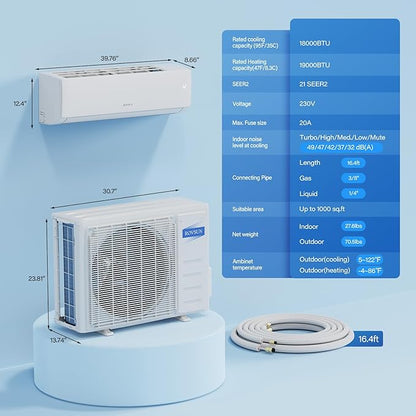 ROVSUN 18000 BTU Wifi Enabled Mini Split Air Conditioner & Heater
