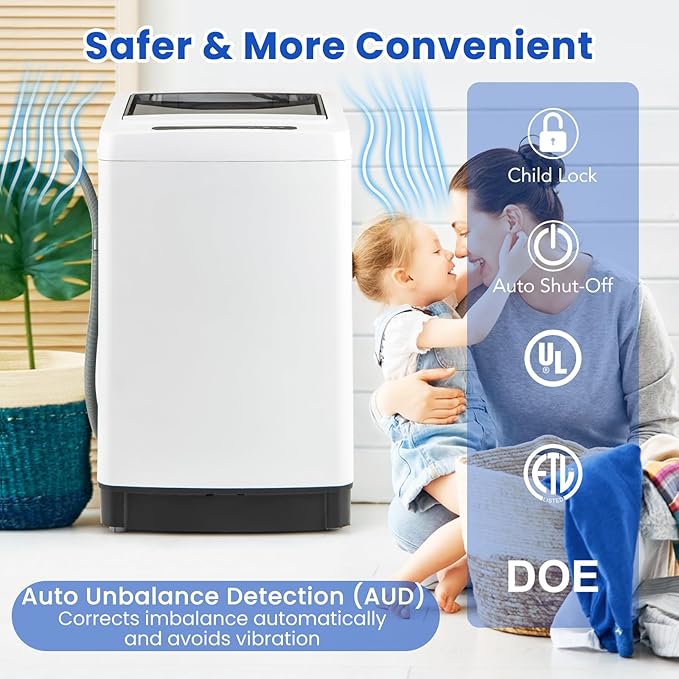 COSTWAY Portable Washing Machine, 11 LBS Full Automatic Portable Washer