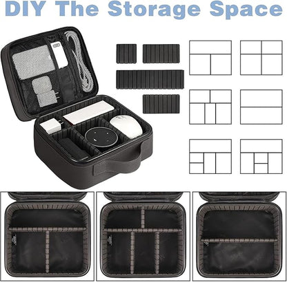 MATEIN Cord Organizer Case with Adjustable Divider, DJ Cable File Bag for Electronic Storage, USB Cable, Charger, Tech Accessories, Shockproof Portable Double Layer Cord Bags, Grey