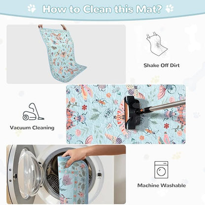 Lahome Washable Reusable Pee Pads for Dogs - Blue Butterfly & Insect Print 2 Pack Puppy Pads, Super Absorbent & Waterproof Training Mats for Crate & Floor - Leakproof with Non-Slip Backing (24"x24")