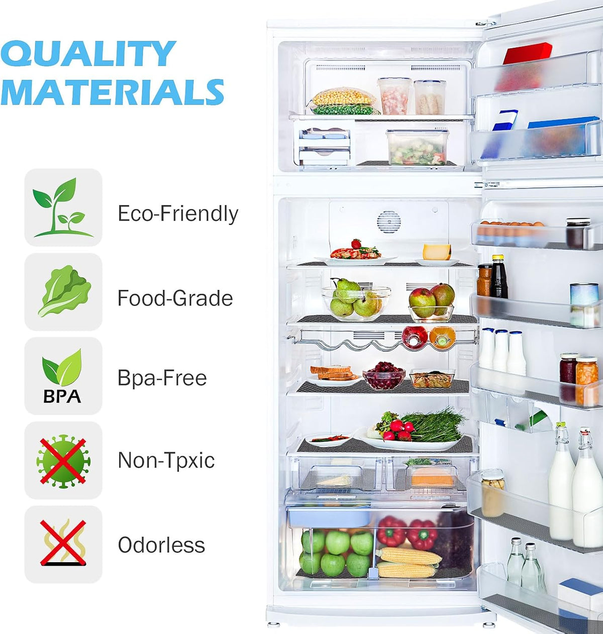 Drawer Liners, Waterproof Shelf Liner, Anti-Slip Non-Adhesive BPA Free Kitchen Cupboard Cabinet Liner Refridge Fridge Mats Sink Protector Strong Durable for Home (Black/19.7in x 20Ft)