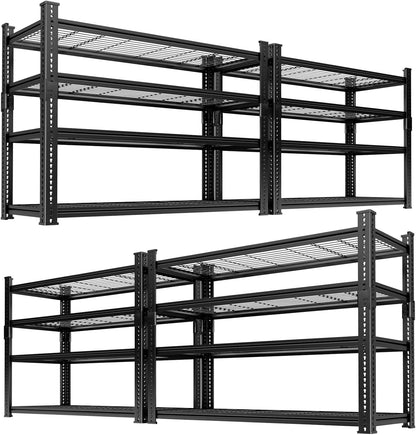 Storage Shelves Heavy Duty 4 PCS, 36"L x 16"W x 60"H Garage Wire Shelving Unit Loads 1920LBS, 4-tier Adjustable Metal Industrial Utility Shelf Rack for Kitchen, Laundry, Pantry, Warehouse, Basement