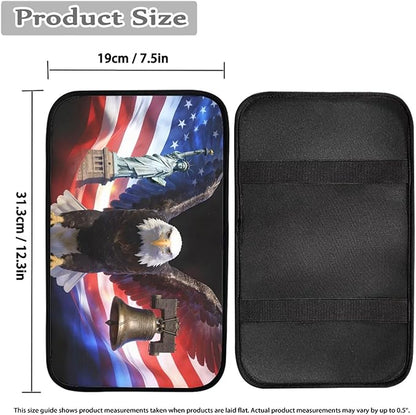 Eagle Liberty Car Center Console Cover Patriotic Car Accessories for Women Men Arm Rest Cover for SUV Sedan Comfortable Car Armrest Cover Pad