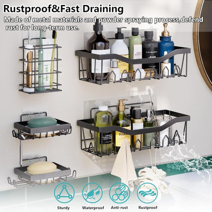30PC Bathroom Accessories Set - Gorgeous Black Bathroom Set, Bathroom Accessory Set, Black Shower Curtain Set with Shower Caddies