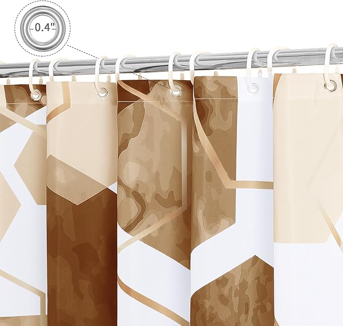 Litabel Modern Small Stall Shower Curtain for Bathroom, Brown Geometric Art Decor Waterproof Bath Curtain, Abstract Fabric Shower Curtain Sets for Home Decor, 36" W x 72" L Inch