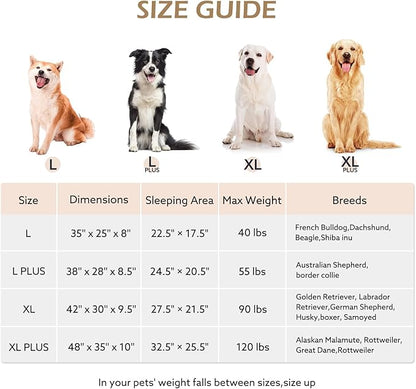 JOEJOY XL Orthopedic Dog Beds Large Sized Dog, Extra Thick Supportive Big Dogs Couch Bed with Sides, Ultra Soft Pet Bed Sofa for Large Dogs, Beige, 38''x28''