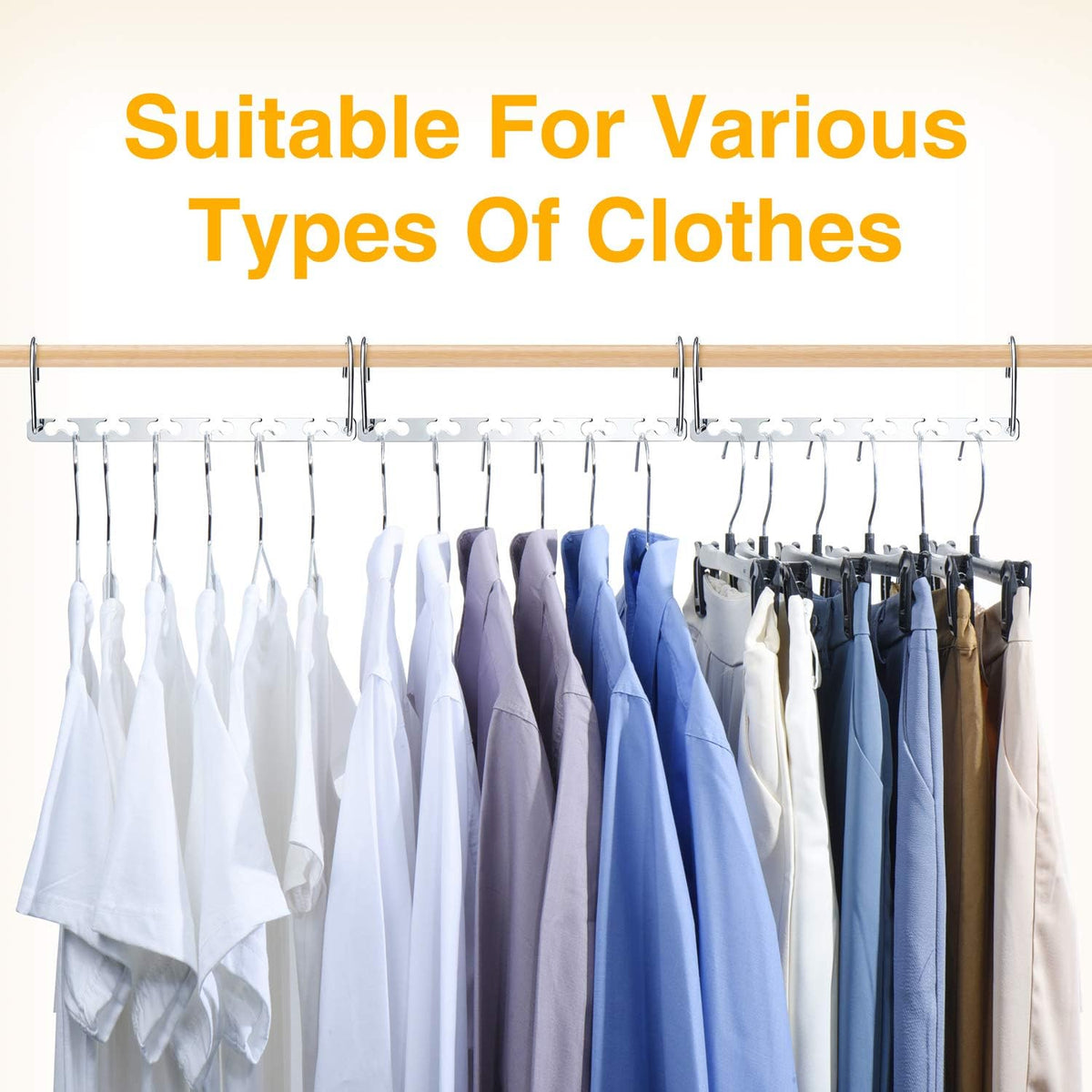 HOUSE DAY Space Saving Hangers for Clothes 12 Pack, Heavy Duty Hanger Organizer 30 Lbs Capacity, Metal Magic Hanger, Sturdy Multi Hangers, Closet Space Saver Closet Organizers and Storage