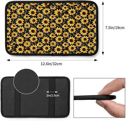 Car Center Console Cover Yellow Sunflower Universal Armrest Seat Box Cover Protector Flower Floral Car Accessories Flower Floral Armrest Seat Box Cover Protector for Truck Van Sedans