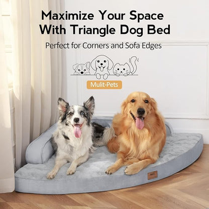MEKIY Large Orthopedic Dog Bed with Sides XXXL Dog Beds with Removable Washable Cover Non-Slip Waterproof Pet Bed for Extra Large Dogs - Grey XXXL