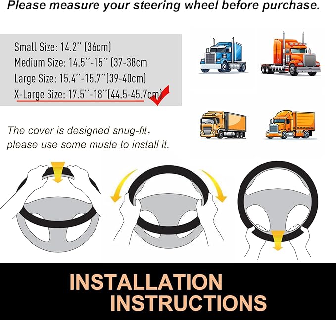 PINCTROT XL Size 17.5-18 Inch Great Grip Steering Wheel Cover for Semi Truck, Fits RV, Big Rig Trucker, 18 Wheeler and Classic Cars, Anti-Slip Design 17.5-18 Inch (Purple)