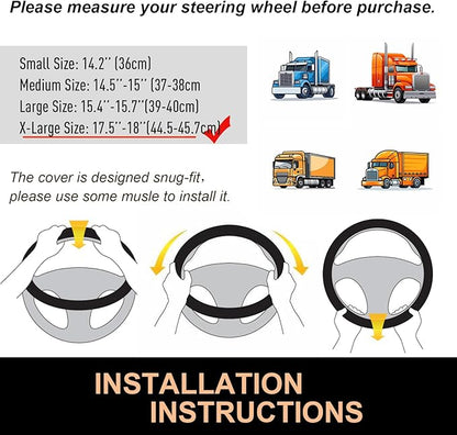 PINCTROT XL Size 17.5-18 Inch Great Grip Steering Wheel Cover for Semi Truck, Fits RV, Big Rig Trucker, 18 Wheeler and Classic Cars, Anti-Slip Design 17.5-18 Inch (Purple)