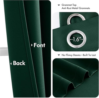 MIULEE Hunter Green Blackout Curtains