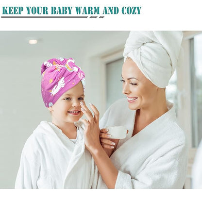 ELLEWIN Microfiber Hair Drying Towels for Kids, 3 Pack Wet Hair Towel Wrap Turban for Girls Children Women, Quick Dry Twisty Hair Towels Wrap for Curly Long Thick Hair Anti Frizz