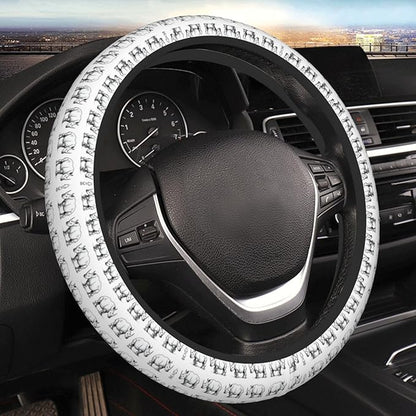 African Rhinos Car Steering Wheel Cover, 15 Inch Steering Wheel Cover Stylish Decor for Most Cars
