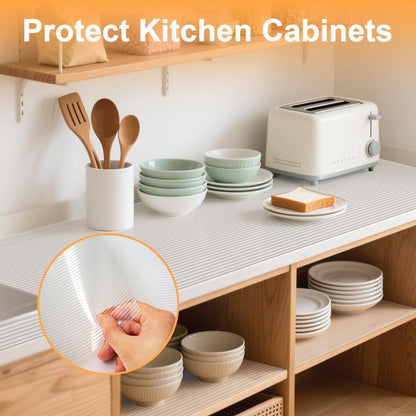 FEXIA Shelf Liners for Kitchen Cabinets Non-Slip Drawer Liner 17.5 Inches x 20 FT Waterproof & Oil-Proof Non Adhesive Durable Material Fridge Liner for Shelves (2 Rolls)
