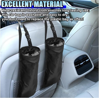 2PCS Hanging Car Garbage Bag for Back Seat - Universal Detachable Trash Bag Car Garbage Can with Elastic Opening, Washable Auto Trash Can Storage Bags for Outdoor Traveling & Home Use (2PCS)
