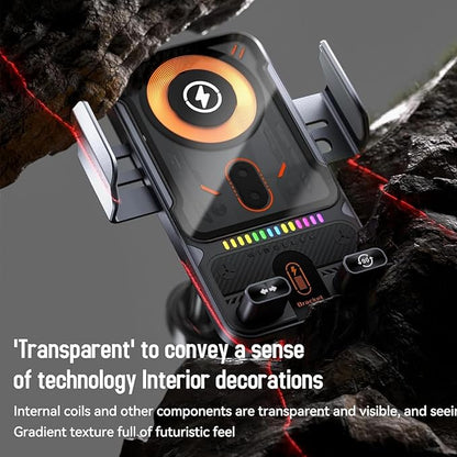2026 New Cool Car Wireless Fast Charging Holder, Wireless Charging Rotating Car Mount,15w Universal, 360° Rotation, Smart Sensor Open, Switch Between Horizontal Vertical (Black)