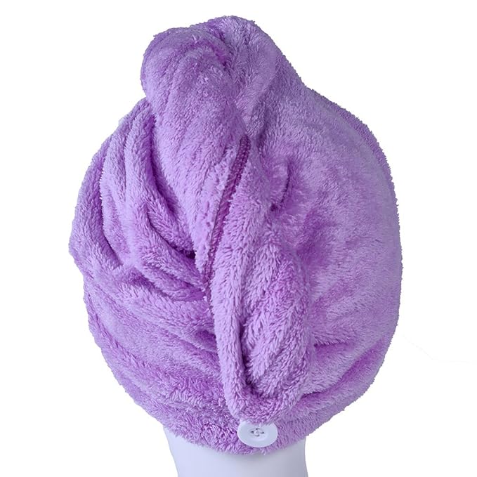YYXR Microfiber Quick Drying Hair Towel Wrap - Super Absorbent Drastically Reduce Hair Drying Time(2-Pack Rose &Purple)