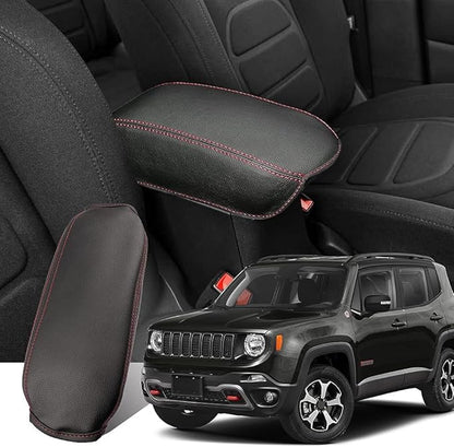 Armrest Cover for 2015-2023 Jeep Renegade BU (Latitude/Altitude/Trailhawk/Limited) Jeep Renegade BU Accessories Center Console Cover Protector Middle Protector PU Leather,Anti-Scratch,Non-SlipRed