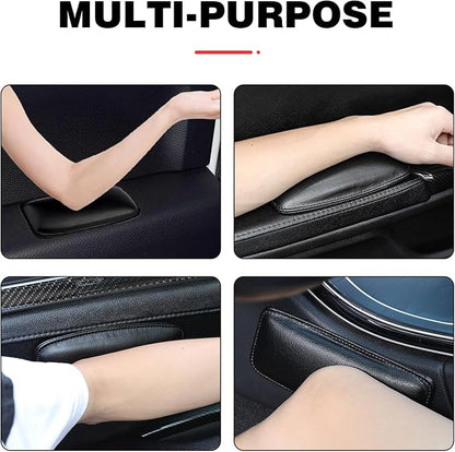 2 PCS Elbow Pads Arm Rest for Car, Soft Leather Memory Foam Arm Rest Pillow, Universal Car Center Console Cushion Pad for Knee Leg Elbow (Black)