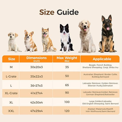 Orthopedic Dog Bed for Medium Dog, Waterproof Pet Bed,Non-Slip Bottom and Egg-Crate Foam with Removable Washable Cover Crate Bed,Cream,30"x20"x3"