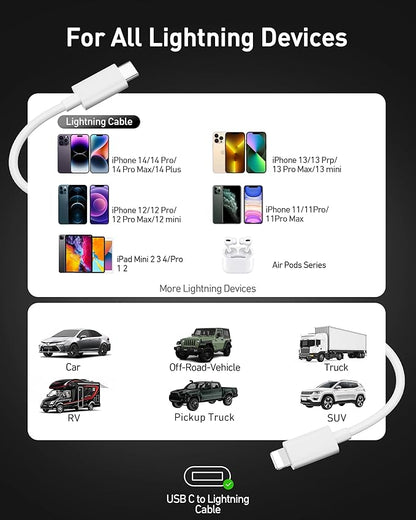 iPhone Car Charger Fast Charging, 67W 3-Port USB C Fast Car Charger Adapter Cigarette Lighter with 3FT USB-C to Lightning Cable Cord for iPhone 14 13 12 11 Pro Max SE XS Max Mini XR X 8 7 6 Plus, iPad