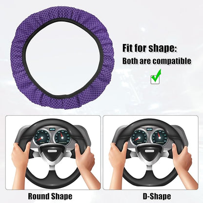 X AUTOHAUX Steering Wheel Cover Universal Elastic Stretch Antislip Breathable Microfiber Ice Silk Interior Trim Wheel Protector for Car Truck SUV Purple
