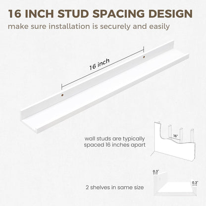 Axeman 30 Inch White Floating Shelves for Wall | Picture Ledge Shelf Set of 2 | Rustic Picture Shelf for Wall with Ledge | Floating Shelves with Lip | Photo Ledge Shelves for Books Album Records