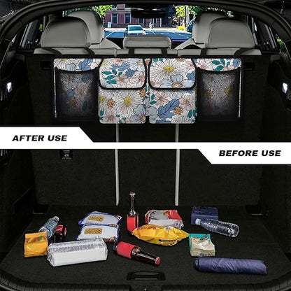Mushroom Car Trunk Hanging Organizer with with Adjustable Straps, Daisy Car Trunk Organizer Storage, It Easy to Find Things, Make the Trunk of Your Car Look Neat and Tidy