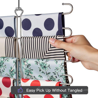 Scarf Hanger 2 Pack Scarf Hangers for Closet Organizer,6 Tiers Metal Space Saving Hanger with 360 Degree Hook,Mult Function Closet Organization for Scarves,Tank Top,Leggings