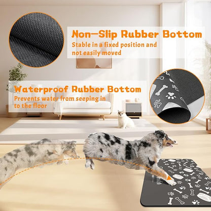 Pet Feeding Mat - Absorbent Dog Food Mat for Floors Waterproof，Dog Cat Placemat Mat for Food and Water Bowls - No Stains No Sliding Quick Dry Water Eating Dish Mat