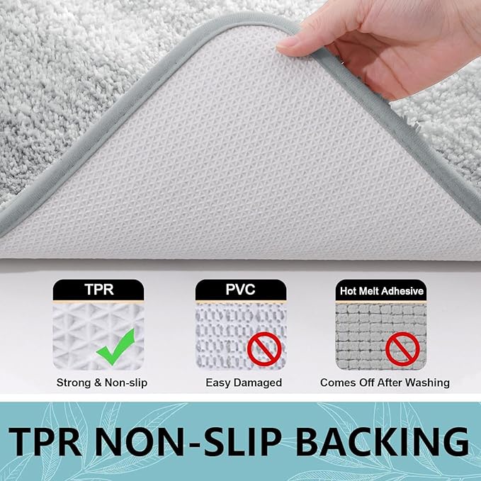 Arotive Microfiber Bathroom Rugs, Shaggy Soft and Absorbent Bath Rug, Non-Slip, Thick Plush Machine Washable Dry Bath Mats for Bathroom, Tub and Shower, 36x24, Light Grey, Rectangular
