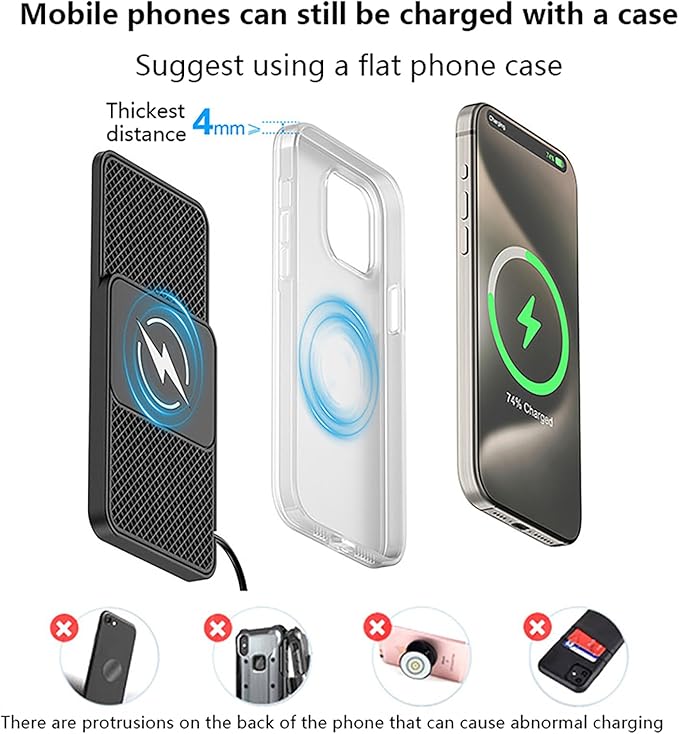 Wireless Car Charger Pad for Ford Explorer VI (Facelift 2024) 2025-,20W Fast Wireless Phone Charger Cell Phone Cordless Charging mat,Non-Slip Phone Charging,30cm Cable Type-C